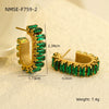 Wholesale Earrings Stainless Steel 18K U Shaped Zircon Electroplated