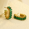Wholesale Earrings Stainless Steel 18K U Shaped Zircon Electroplated