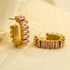 Wholesale Earrings Stainless Steel 18K U Shaped Zircon Electroplated