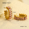 Wholesale Earrings Stainless Steel 18K U Shaped Zircon Electroplated