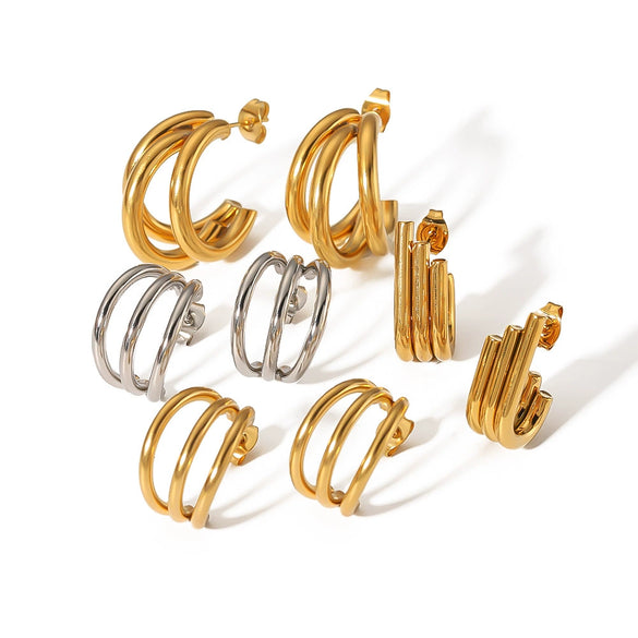 Wholesale Earrings Stainless Steel Light Luxury Geometric Electroplated