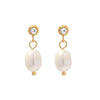 Wholesale Earrings Stainless Steel Natural Freshwater Pearl Diamond Geometric Electroplating For Women