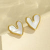 Wholesale Earrings Stainless Steel Natural White Shells Retro Loveshaped Electroplated