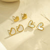 Wholesale Earrings Stainless Steel Natural White Shells Retro Loveshaped Electroplated