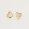 Wholesale Earrings Stainless Steel Natural White Shells Retro Loveshaped Electroplated