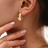 Wholesale Earrings 316L Stainless Steel Pearl Drop Oil Cshaped Geometric Electroplating