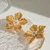 Wholesale Earrings Stainless Steel Pearl Flower Geometric Style Electroplating