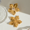 Wholesale Earrings Stainless Steel Pearl Flower Geometric Style Electroplating