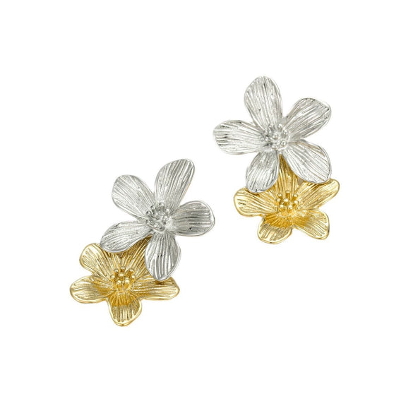 Wholesale Earrings Stainless Steel Petals Geometric Pattern 18K Gold Plated Vintage Style