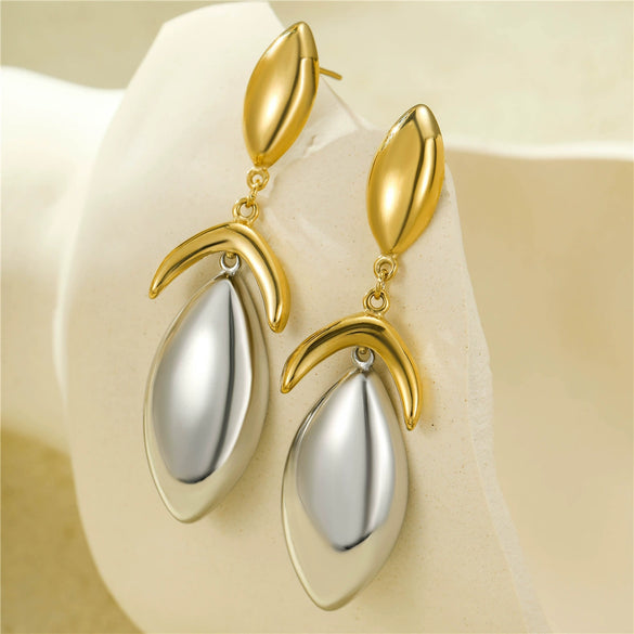 Wholesale Earrings Stainless Steel Petals Geometric Pattern 18K Gold Plated Vintage Style