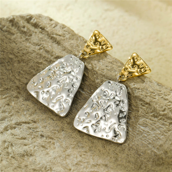 Wholesale Earrings Stainless Steel Petals Geometric Pattern 18K Gold Plated Vintage Style