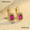 Wholesale Earrings Stainless Steel Real Gold Plated Geometric Square Zircon French Retro Style