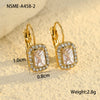 Wholesale Earrings Stainless Steel Real Gold Plated Geometric Square Zircon French Retro Style