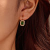 Wholesale Earrings Stainless Steel Real Gold Plated Geometric Square Zircon French Retro Style