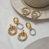 Wholesale Earrings Stainless Steel Retro Geometric Style Electroplating Gold And Silver Color Matching Fourring Wrapped Round Cut Out Movable