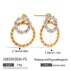Wholesale Earrings Stainless Steel Retro Geometric Style Electroplating Gold And Silver Color Matching Fourring Wrapped Round Cut Out Movable