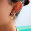 Wholesale Earrings Stainless Steel Retro Geometric Style Electroplating Gold And Silver Color Matching Fourring Wrapped Round Cut Out Movable