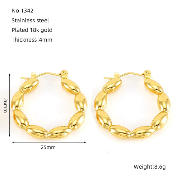 Wholesale Earrings Stainless Steel Retro Gold Round Love Geometric Heart Shape Electroplated For Women