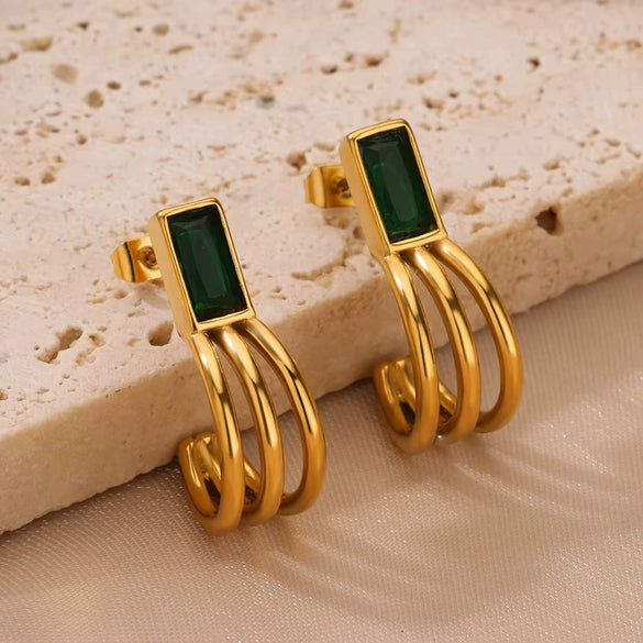 Wholesale Earrings Stainless Steel Retro Irregular Claw Hook Light Luxury Geometric Pattern Electroplated For Women