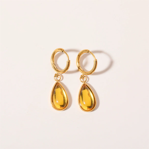 Wholesale Earrings Stainless Steel Retro Simple Elegant Dropshaped Goldplated Geometric Unisex