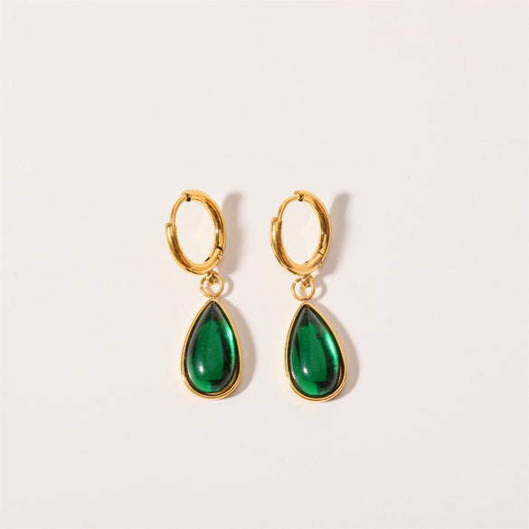 Wholesale Earrings Stainless Steel Retro Simple Elegant Dropshaped Goldplated Geometric Unisex
