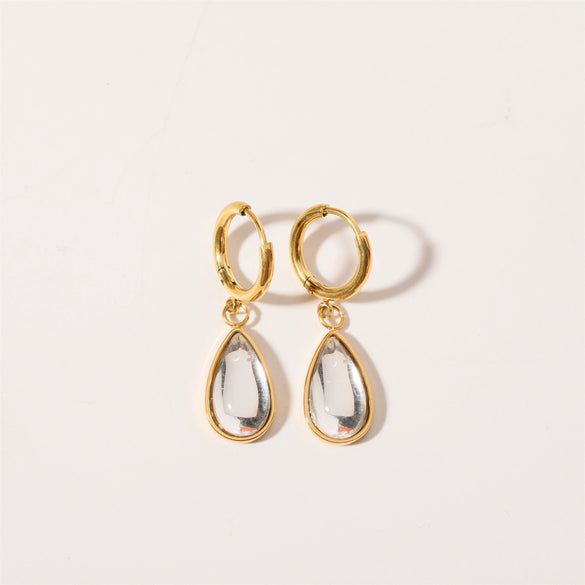 Wholesale Earrings Stainless Steel Retro Simple Elegant Dropshaped Goldplated Geometric Unisex