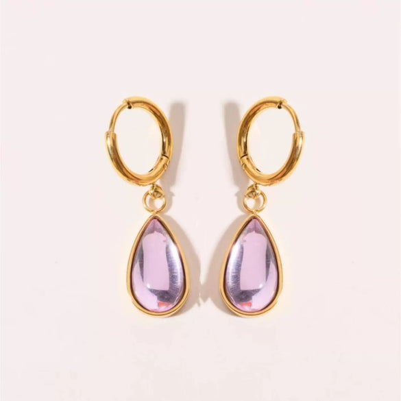 Wholesale Earrings Stainless Steel Retro Simple Elegant Dropshaped Goldplated Geometric Unisex