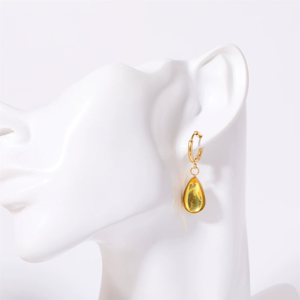 Wholesale Earrings Stainless Steel Retro Simple Elegant Dropshaped Goldplated Geometric Unisex