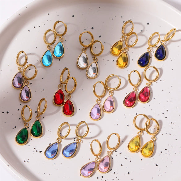 Wholesale Earrings Stainless Steel Retro Simple Elegant Dropshaped Goldplated Geometric Unisex