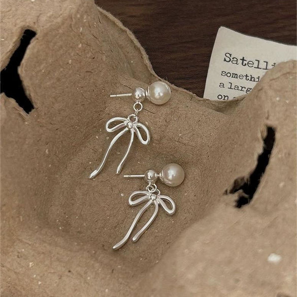 Wholesale Earrings 925 Sterling Silver Bow Geometric Electroplating With Letters Numbers Text