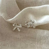 Wholesale Earrings 925 Sterling Silver Geometric Bow Electroplated With Letters Numbers Text