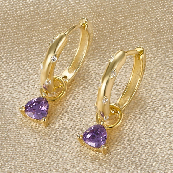 Wholesale Earrings 925 Sterling Silver Geometric Colored Diamond Threeclaw Electroplated For Women