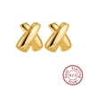 Wholesale Earrings 925 Sterling Silver Geometric Cross Braided Xshaped Electroplated Minimalist Unisex
