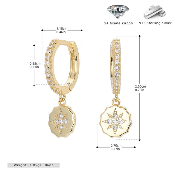 Wholesale Earrings 925 Sterling Silver Geometric Microinlaid Stone Electroplated For Women
