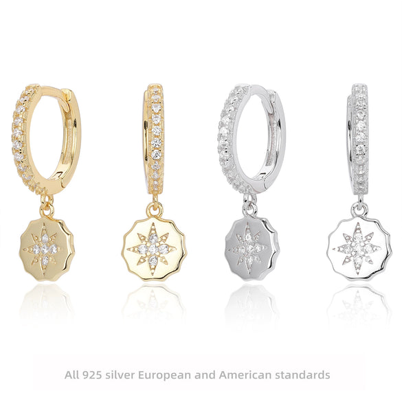 Wholesale Earrings 925 Sterling Silver Geometric Microinlaid Stone Electroplated For Women