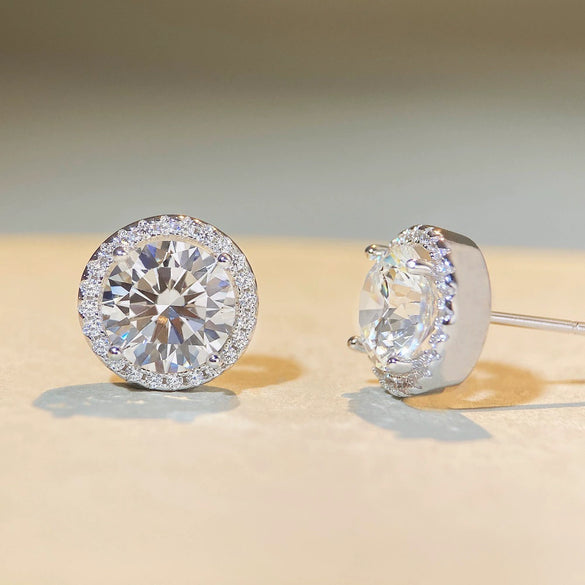 Wholesale Earrings 925 Sterling Silver Geometric Moissanite Platinum Plated