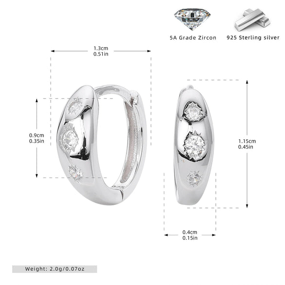 Wholesale Earrings 925 Sterling Silver Geometric Style Micro Inlaid Zircon Jewelry