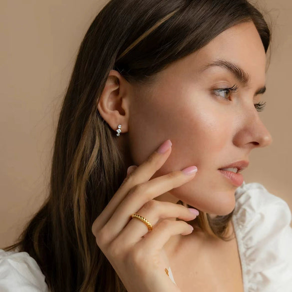 Wholesale Earrings 925 Sterling Silver Geometric Zircon Electroplated