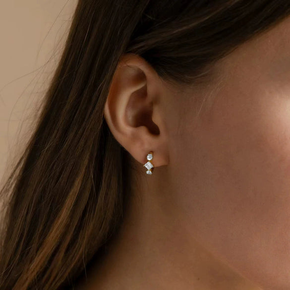 Wholesale Earrings 925 Sterling Silver Geometric Zircon Electroplated