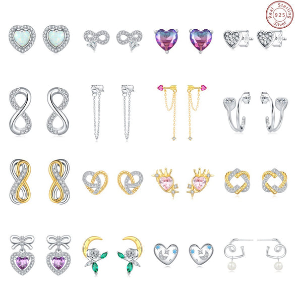 Wholesale Earrings 925 Sterling Silver Heart Shape Electroplated Light Luxury Women's Jewelry