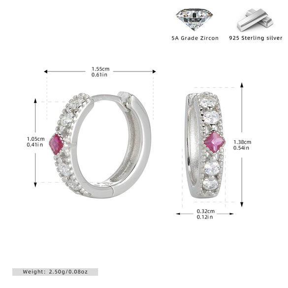 Wholesale Earrings 925 Sterling Silver Inlaid Zircon Geometric Style