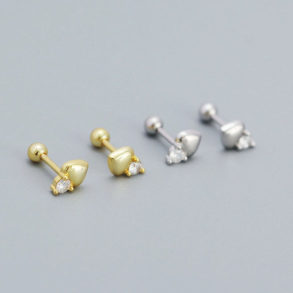 Wholesale Earrings 925 Sterling Silver Ins Style Peach Heart Diamondembedded Electroplated For Women