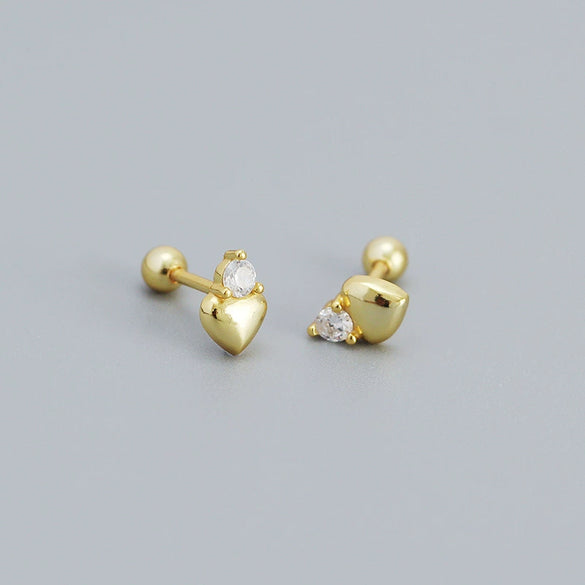 Wholesale Earrings 925 Sterling Silver Ins Style Peach Heart Diamondembedded Electroplated For Women