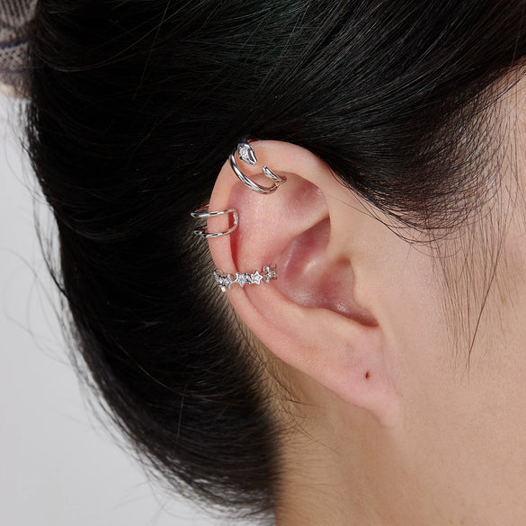 Wholesale Earrings 925 Sterling Silver Microinlaid Geometric Heartshaped Fashion Simple Personality Trend Sweet Cool