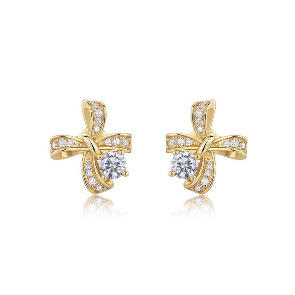 Wholesale Earrings 925 Sterling Silver Moissanite Inlay Bow Design