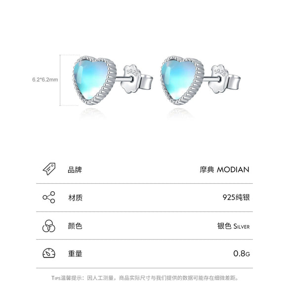 Wholesale Earrings 925 Sterling Silver Moonstone Heart Inlay Design For Women