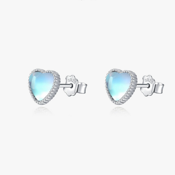 Wholesale Earrings 925 Sterling Silver Moonstone Heart Inlay Design For Women