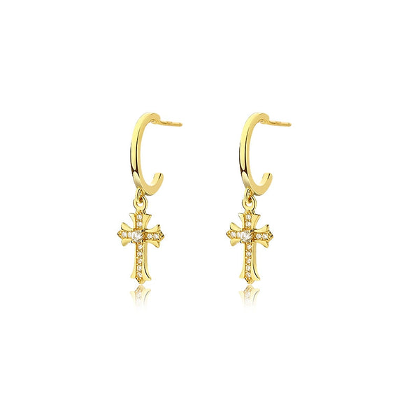Wholesale Earrings 925 Sterling Silver Zircon Cross Geometric Design