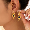 Wholesale Earrings 316L Stainless Steel Agate Natural Stone Geometric Snake Shape Electroplating Design