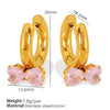 Wholesale Earrings 316L Stainless Steel Bow Inlaid Zircon Electroplated